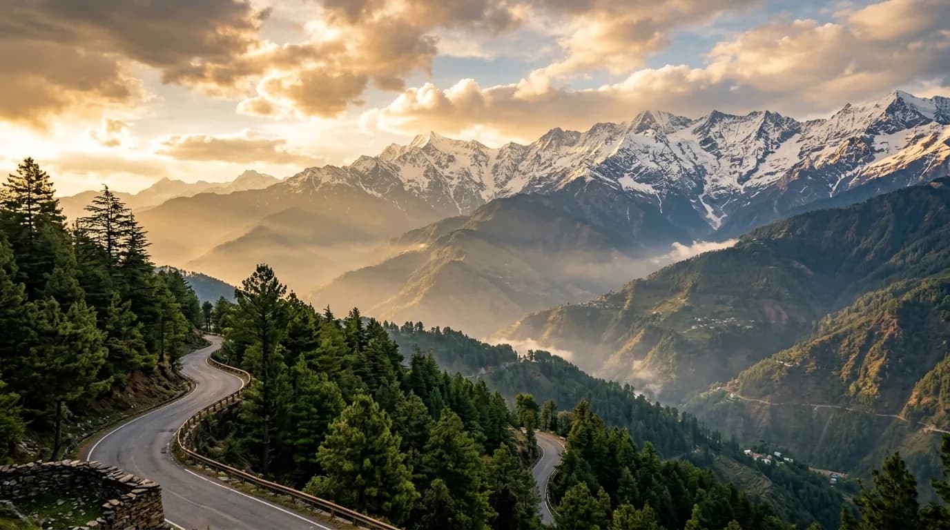 Himalayan mountain peak sunrise in Himachal Pradesh